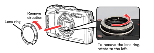 To remove the lens ring, rotate to the left. 